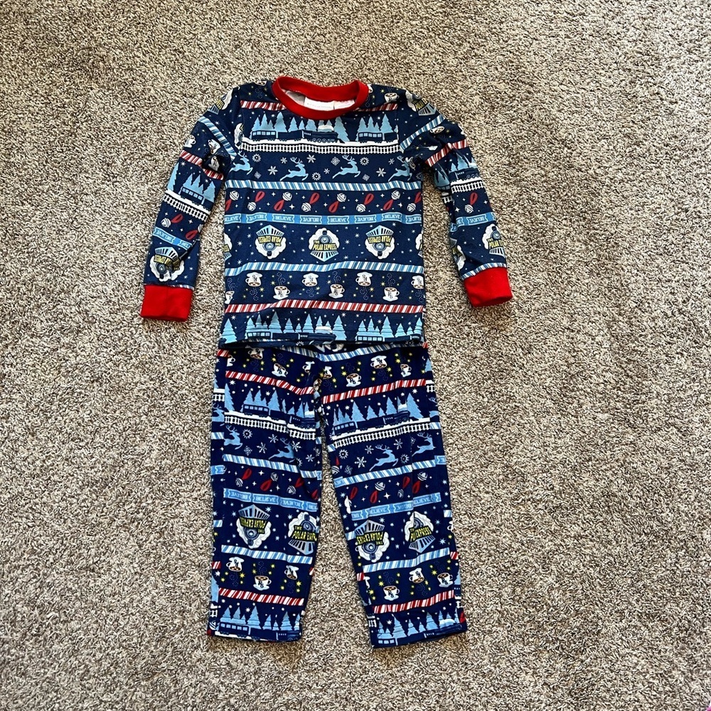 Polar express Festive Blue and Red Kids Pajamas